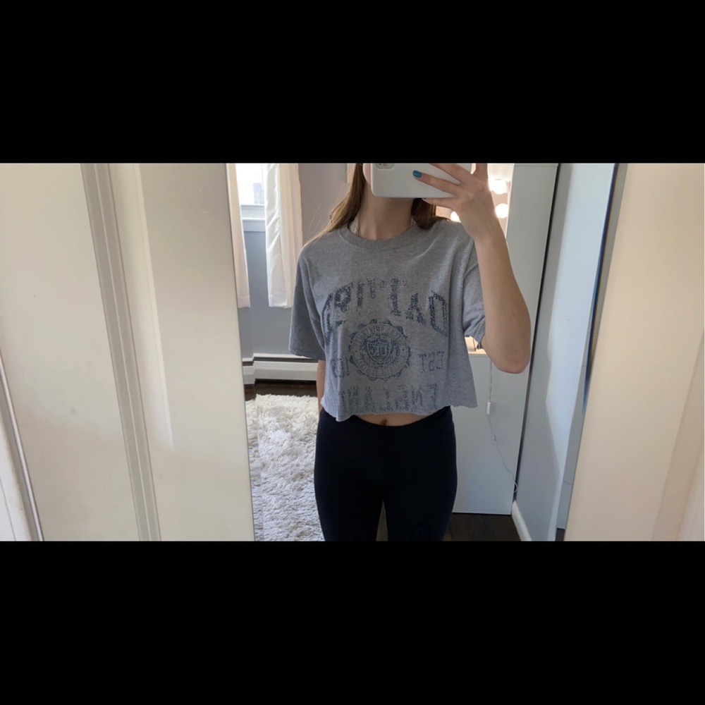 Cropped Oxford Distressed Short Sleeve